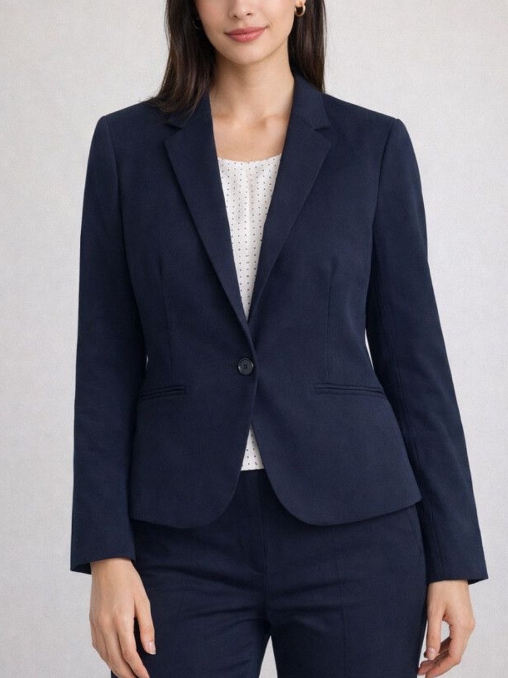 H&M Navy Single-Button Tailored Blazer